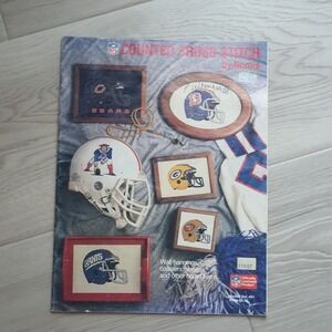 Vintage 1987 NFL Counted Cross Stitch Pattern Book Nomis Vol 401 Football Helmet